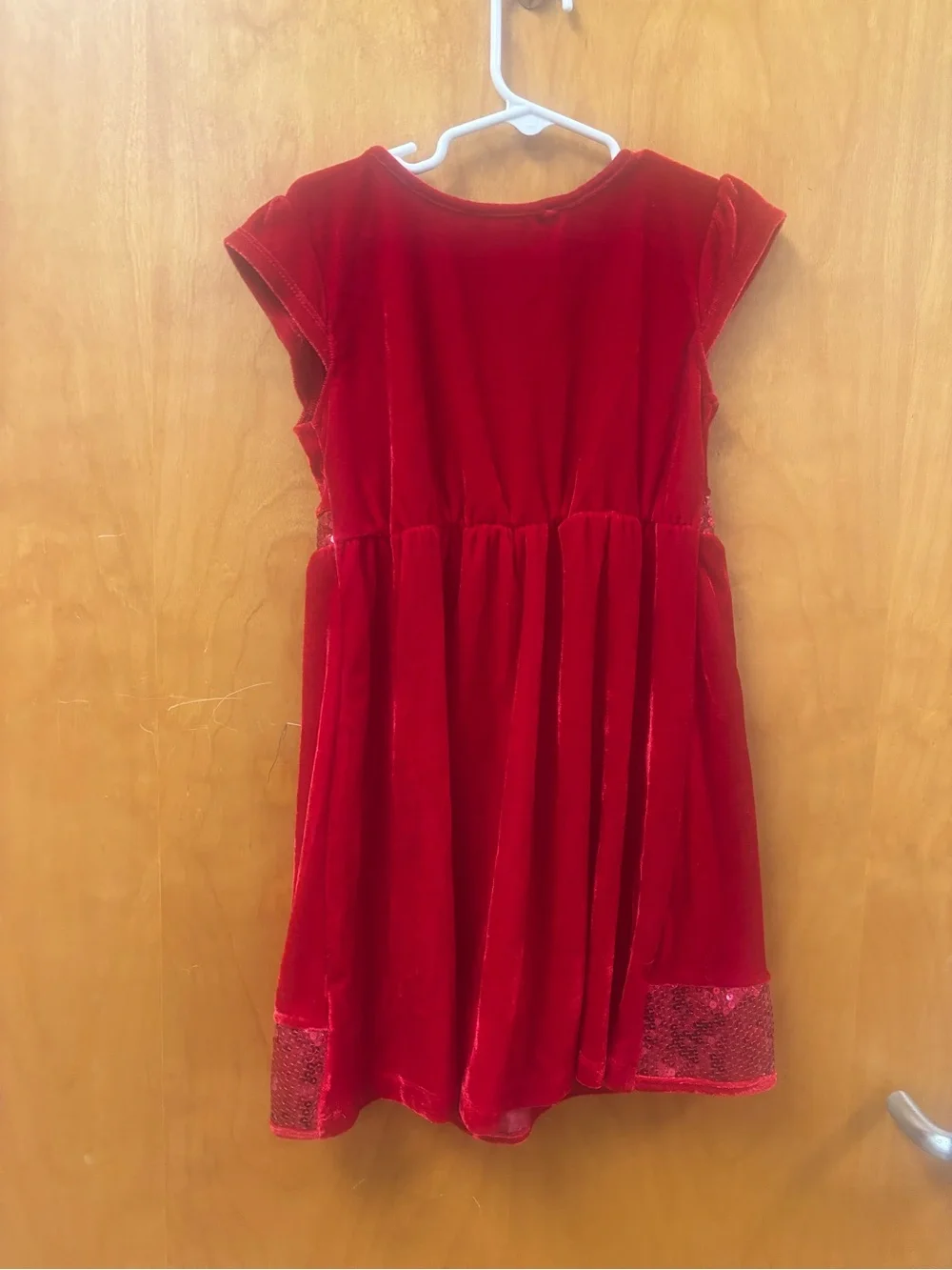 George Red Velvet Sequin Bow Holiday Dress